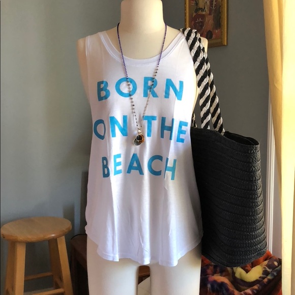 NWT Popular Basics Born on the Beach Tank Boutique - Picture 1 of 5